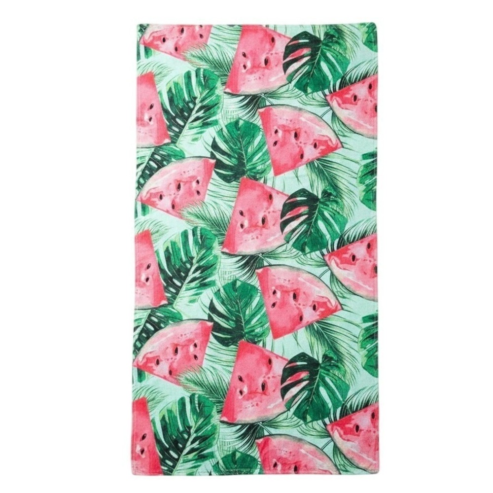 Tropical Beach Towel Watermelon Leaf Print Tropical Summer Decor Accent